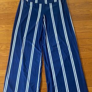 Blue and white striped wide leg pants. Size medium.